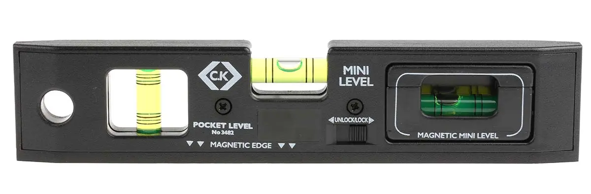 Produktfoto 1 von CK Wasserwaage, Typ Taschenformat, 210 mm, Rahmen Kunststoff, 3 Libelle/n Magnetisch, 1 mm