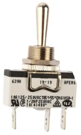 Produktfoto 1 von APEM Panel Kippschalter SPST, Ein-Aus-Ein, 24 V dc, 250 V ac, 10A, Stecker