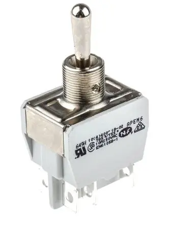 Produktfoto 1 von APEM Panel Kippschalter DPST, Ein-Aus-Ein, 24 V dc, 250 V ac, 10A, Stecker