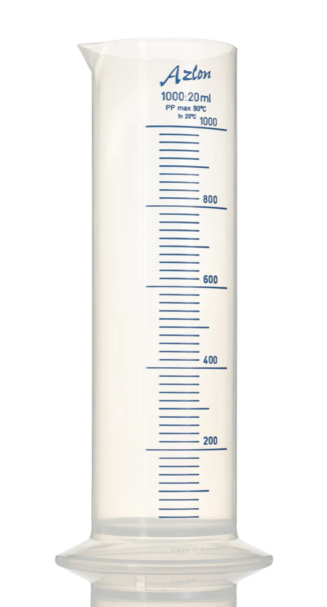 Produktfoto 1 von RS PRO Polypropylen Messzylinder, 1000ml, ø 83 mm, L. 285 mm