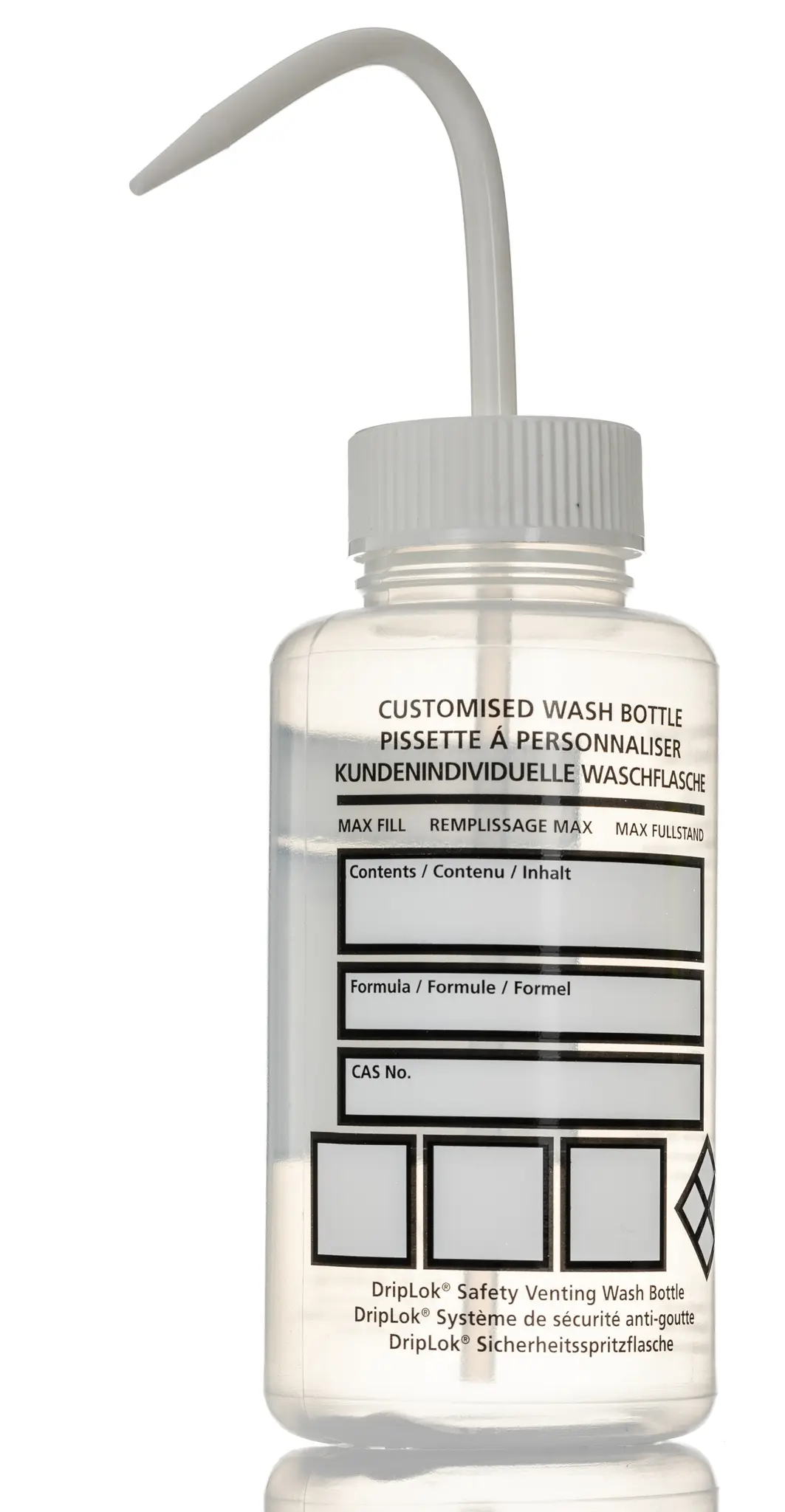 Produktfoto 1 von RS PRO Polyethylen Laborflasche 500ml, Ø 75 mm Spritzflasche Weithalsig