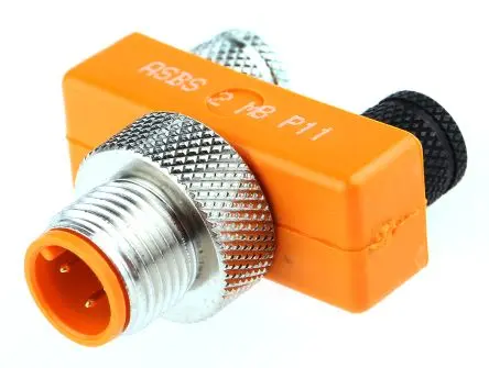 Produktfoto 1 von Lumberg Automation, T Rundsteckverbinder Adapter 3 M12, IP67 Stecker 3 M8 Buchse