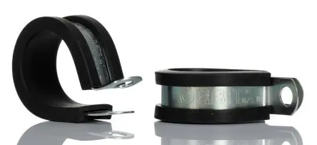 Produktfoto 1 von RS PRO Ethylen-Propylen-Dien-Monomer-Kautschuk Schwarz Weichstahl P-Schellen, Ø 25 mm, x 17mm