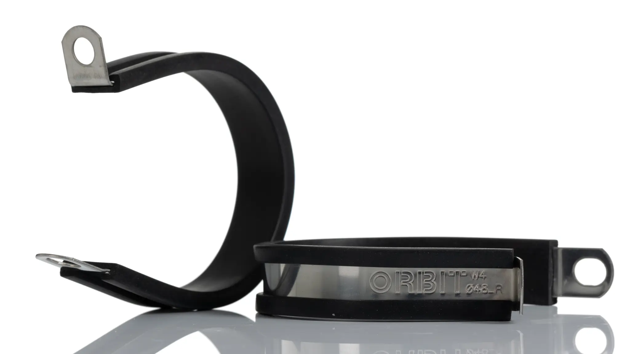 Produktfoto 1 von RS PRO Gummi Schwarz Edelstahl 304 P-Schellen, Ø 48 mm, x 17 mm