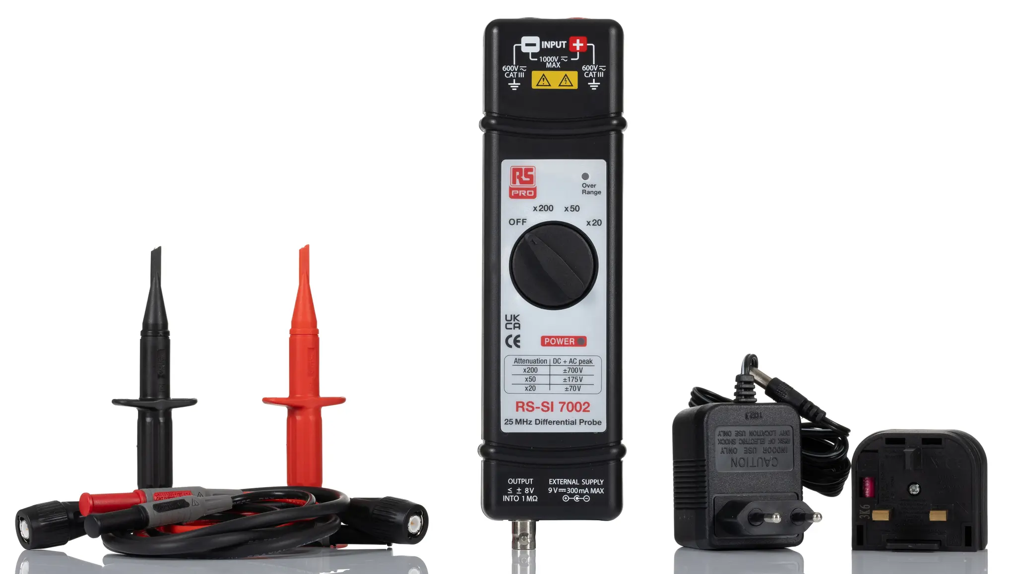 Produktfoto 1 von RS PRO Oszilloskoptastkopf Differenzial, Aktiv 25 MHz 350 V BNC