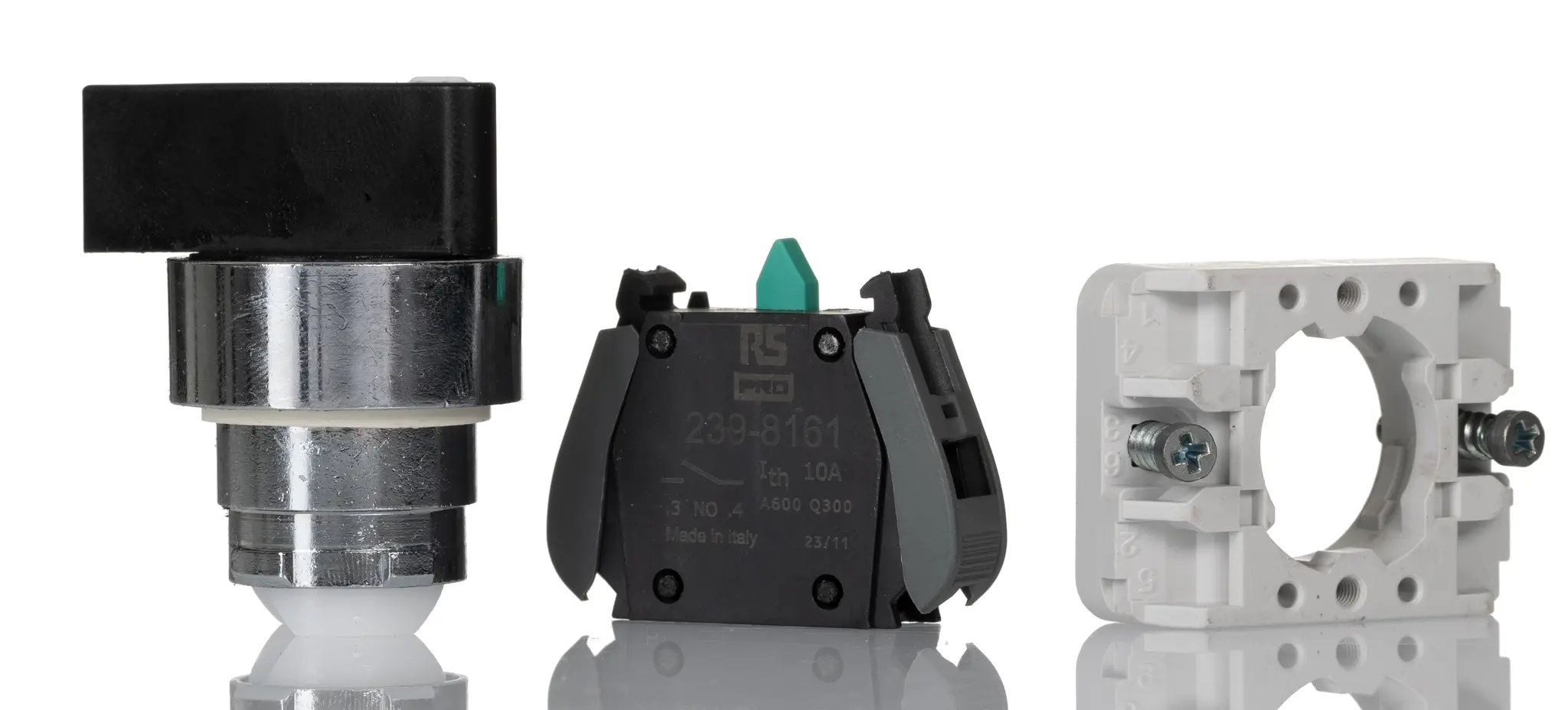Produktfoto 1 von RS PRO GCX Wahlschalter 2-Stufen Knopf 30 mm Beleuchtet IP20, IP65, 1 Schließer Wurfwinkel 90 °