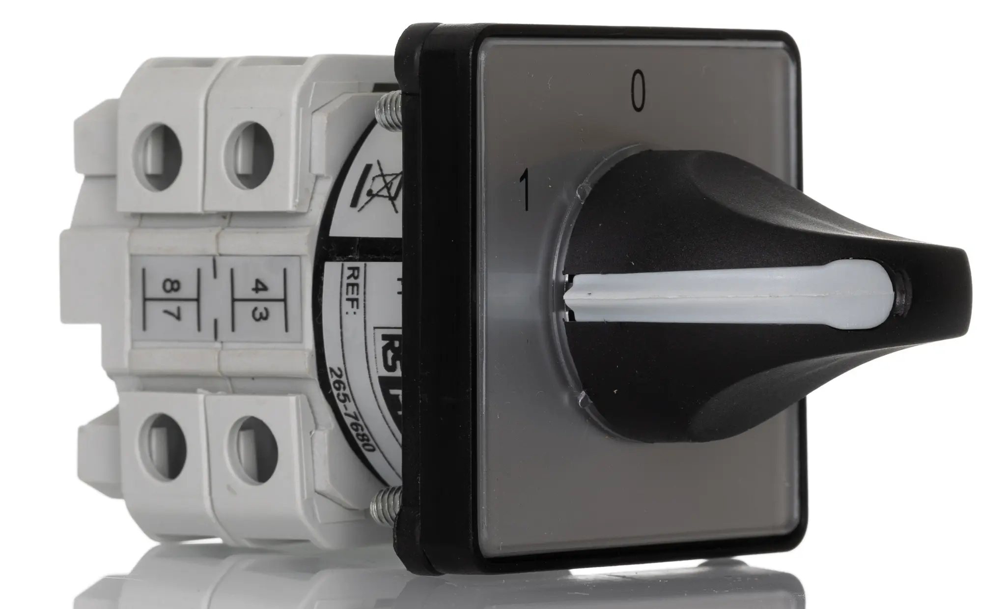Produktfoto 1 von RS PRO Nockenschalter, 2-polig / 25A, 2 Schließer, 500V ac, 1-phasig, 3-Stufen Schraub, 60°-Wurfwinkel