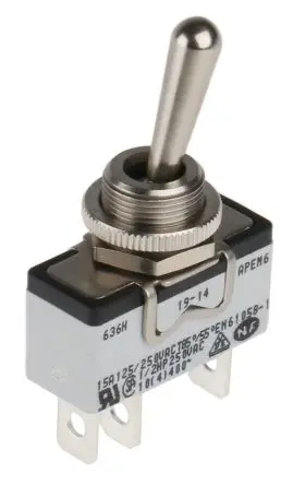 Produktfoto 1 von APEM Panel Kippschalter SPST, Ein-Ein, 24 V dc, 250 V ac, 10A, Stecker