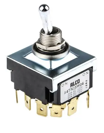 Produktfoto 1 von TE Connectivity Panel Kippschalter 4-poliger Schließer, Ein-Ein, 30 V dc, 250 V ac, 20A, IP67, Stecker