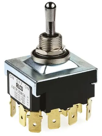 Produktfoto 1 von TE Connectivity Panel Kippschalter 4-poliger Schließer, Ein-Aus-Ein, 30 V dc, 250 V ac, 20A, IP67, Stecker