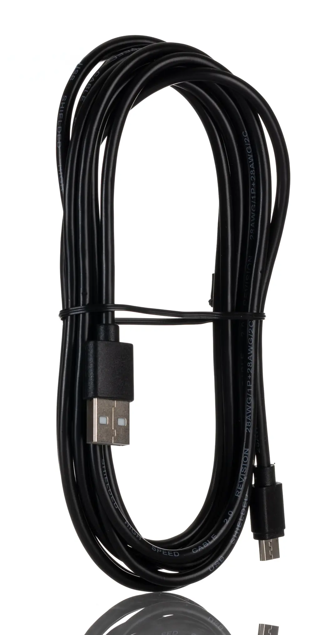 Produktfoto 1 von RS PRO USB-Kabel, USBA / Micro-USB B, 3m USB 2.0 Schwarz