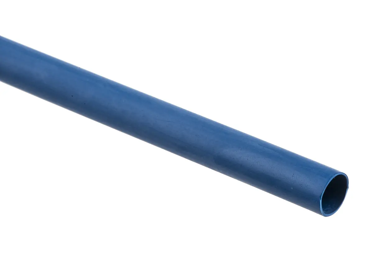 Produktfoto 1 von RS PRO Wärmeschrumpfschlauch, Polyolefin Blau, Ø 6.4 mm Schrumpfrate 2:1, Länge 1.2m