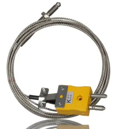 Produktfoto 1 von RS PRO Nozzle Thermocouple Edelstahl Düsen-Thermoelement Typ K, Ø 6 mm x 2 m 60 °C → 350 °C