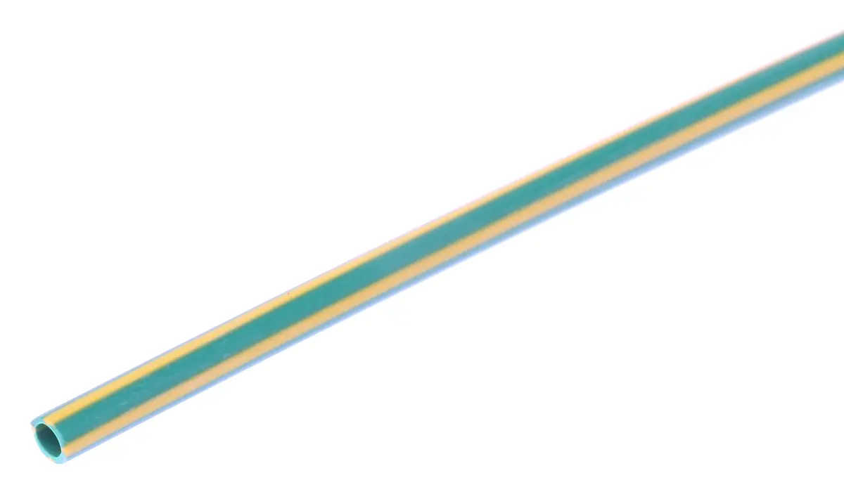 Produktfoto 1 von RS PRO Wärmeschrumpfschlauch, Polyolefin Gelb, Grün, Ø 1.6 mm Schrumpfrate 2:1, Länge 1.2m
