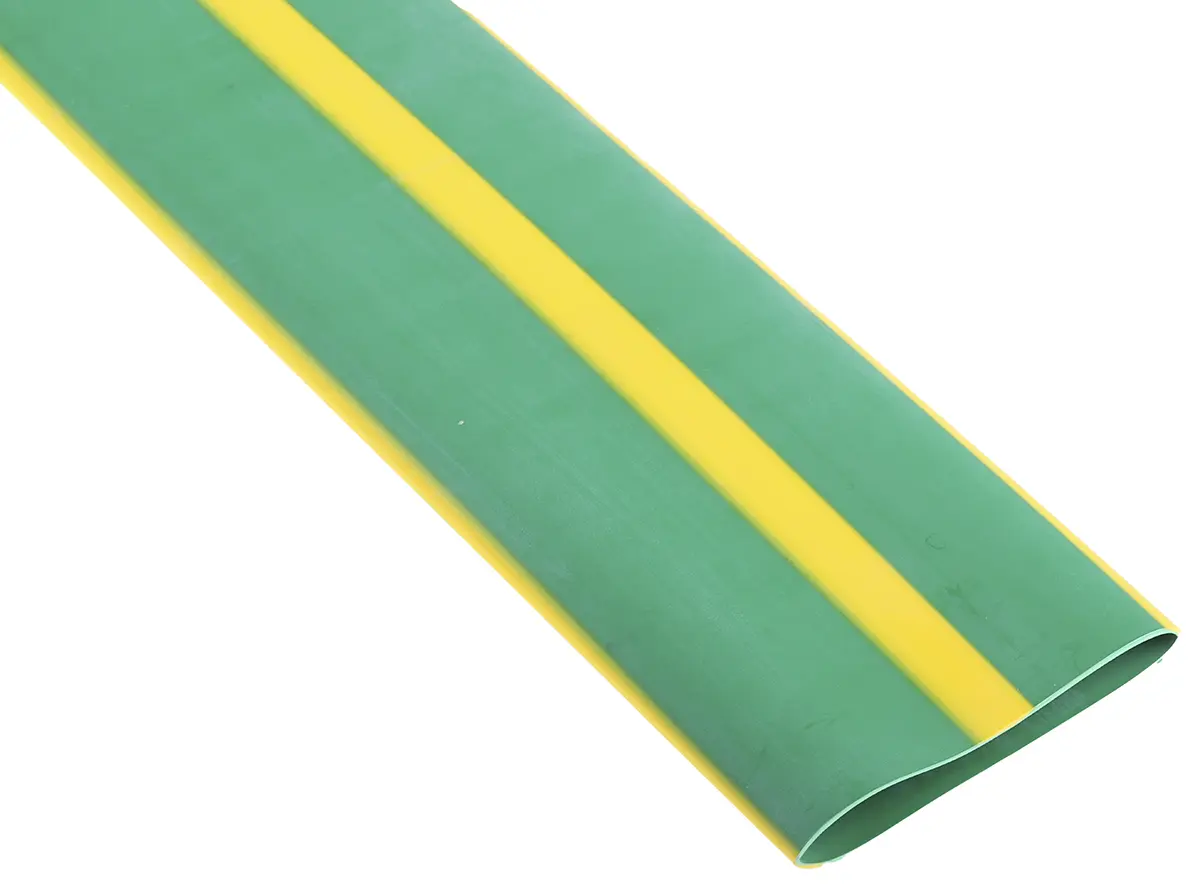 Produktfoto 1 von RS PRO Wärmeschrumpfschlauch, Polyolefin Gelb, Grün, Ø 38.1 mm Schrumpfrate 2:1, Länge 1.2m