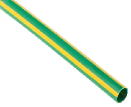 Produktfoto 1 von RS PRO Wärmeschrumpfschlauch, Polyolefin Gelb, Grün, Ø 6.4 mm Schrumpfrate 2:1, Länge 1.2m
