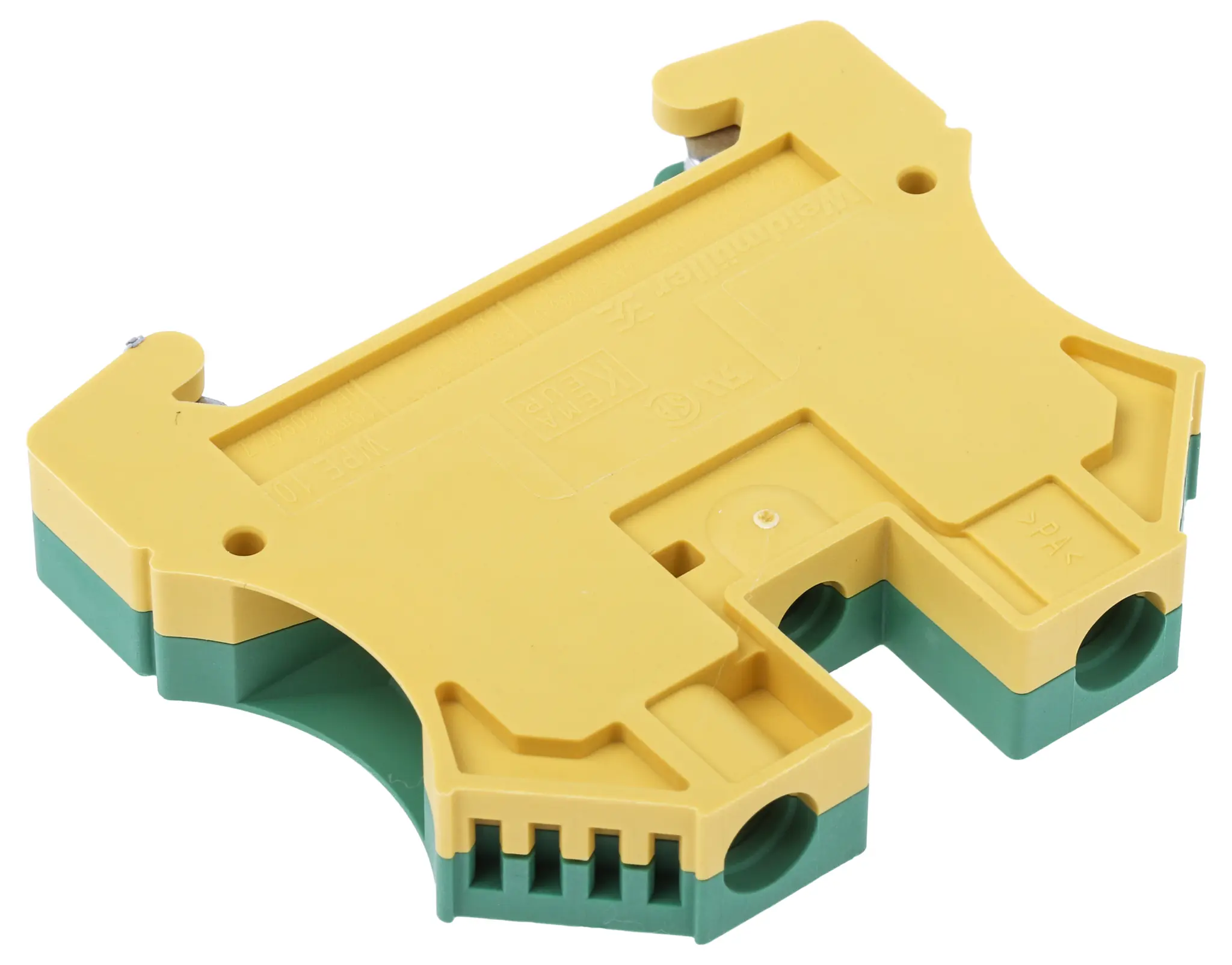Produktfoto 1 von Weidmüller Schutzleiterklemme, WPE 10, 2-polig, 16/6 AWG, 10 mm² Schraubbefestigung, Grün, Gelb Wemid ATEX