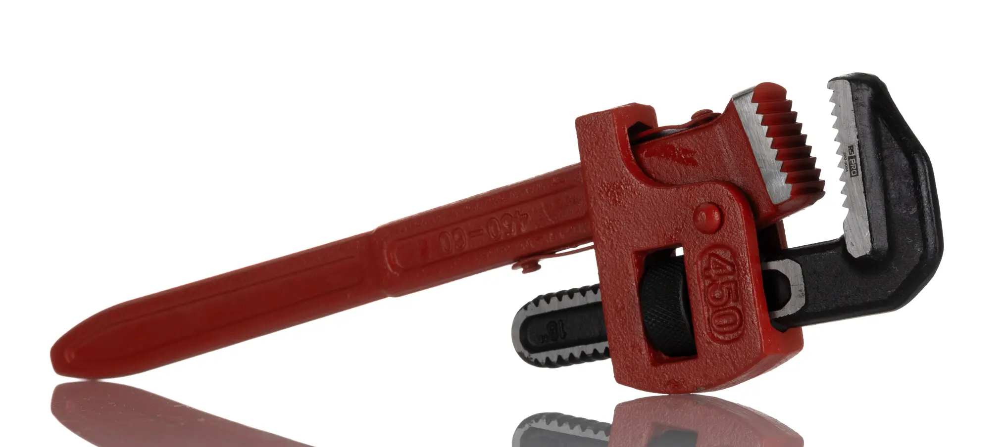 Produktfoto 1 von RS PRO Schraubenschlüssel Rohrzange, Metall Griff, Backenweite 50 mm, / Länge 457 mm
