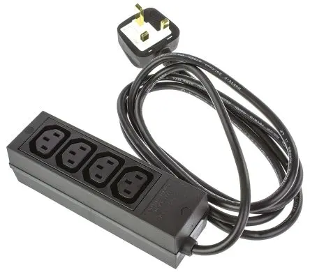 Produktfoto 1 von Schurter 4748 IEC C13 Steckdosenleiste, 4-fach 10A CEE, 2m Kabel, 250V ac
