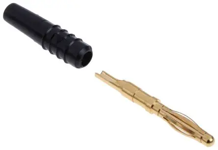 Produktfoto 1 von Staubli 2 mm Stecker Schwarz Bananenstecker, Kontakt Gold, Nickel, 30 V, 60V dc 10A Lot