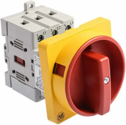 Produktfoto 1 von Allen Bradley 194E Trennschalter 3-polig DIN-Hutschiene 25A 11 kW Schwarz, Grau, Rot, Gelb IP66 3-phasig