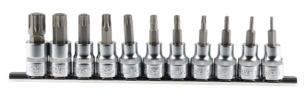 Produktfoto 1 von RS PRO 3/8 in Vierkant Innensechsrund T8 To T60 11-teilig