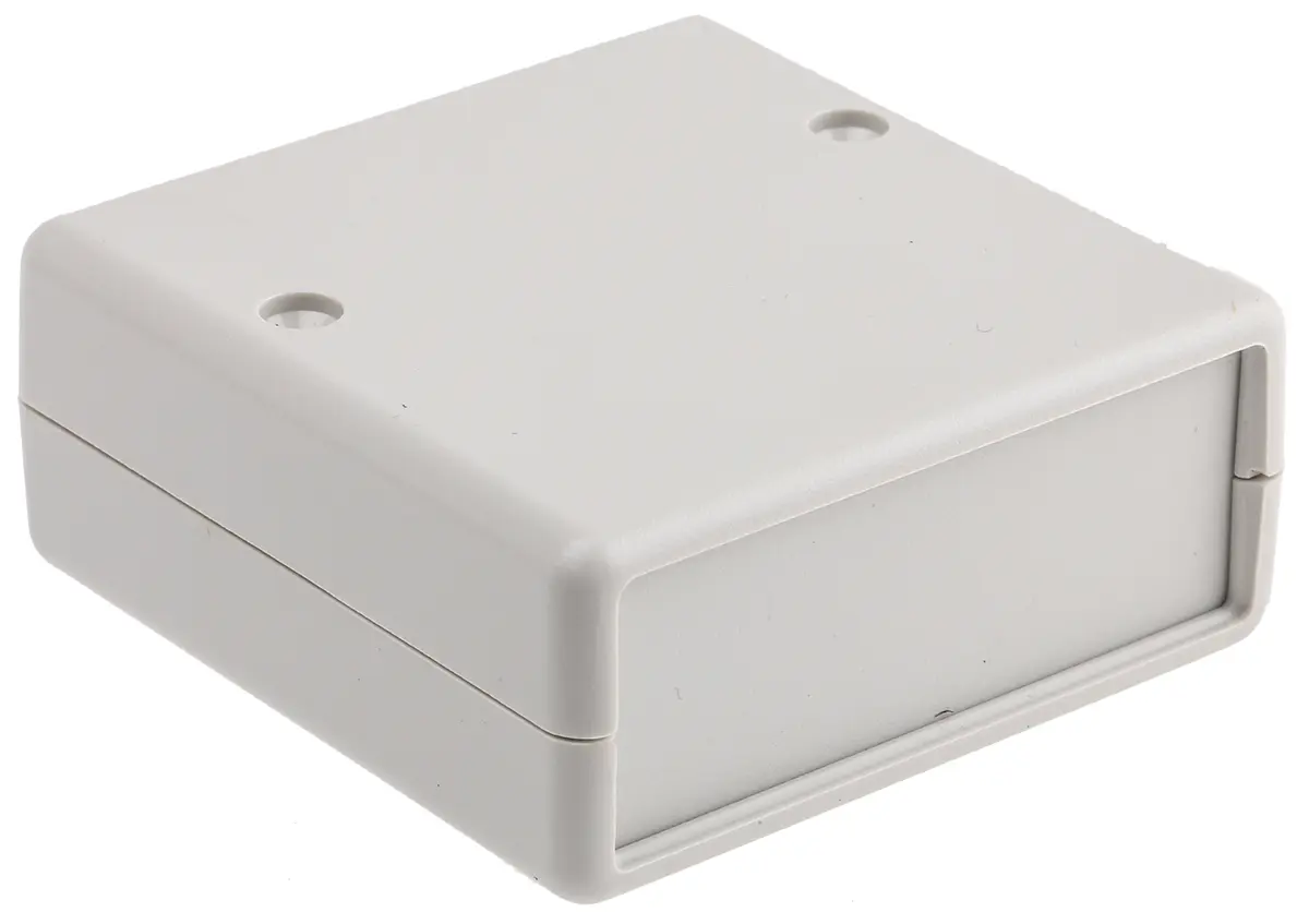 Produktfoto 1 von Hammond Tragbares Gehäuse, ABS, 65 mm, 65 mm, H. 28 mm, Grau, IP54