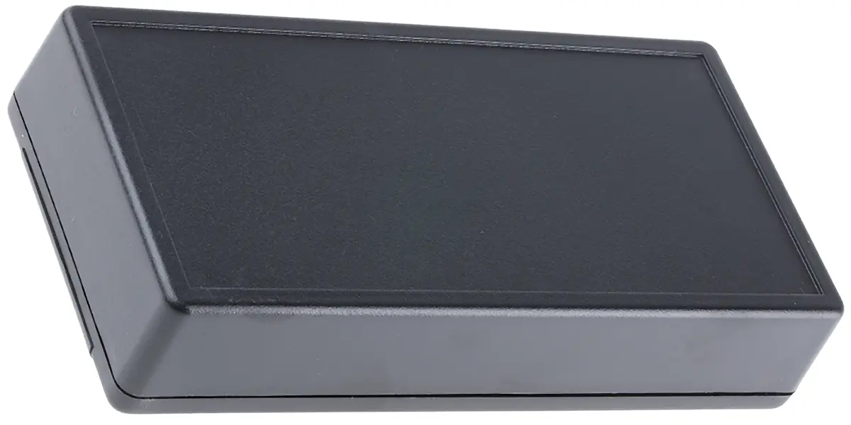 Produktfoto 1 von Hammond Tragbares Gehäuse, Schwer entflammbares ABS, 85 mm Eingebautes Batteriefach, 170 mm, H. 34 mm, Schwarz, IP54