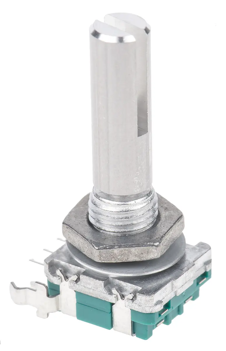 Produktfoto 1 von Alps Alpine Drehgeber 15 ppr Impulse/U Inkrementalgeber, mit 6 mm, Schlitzschaft, Digital Rechteck-Signal,