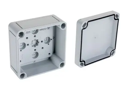 Produktfoto 1 von Rittal PK Polycarbonat Wandanschlusskasten RAL 7035 IP66, HxBxT 94 mm, 94 mm x 57 mm