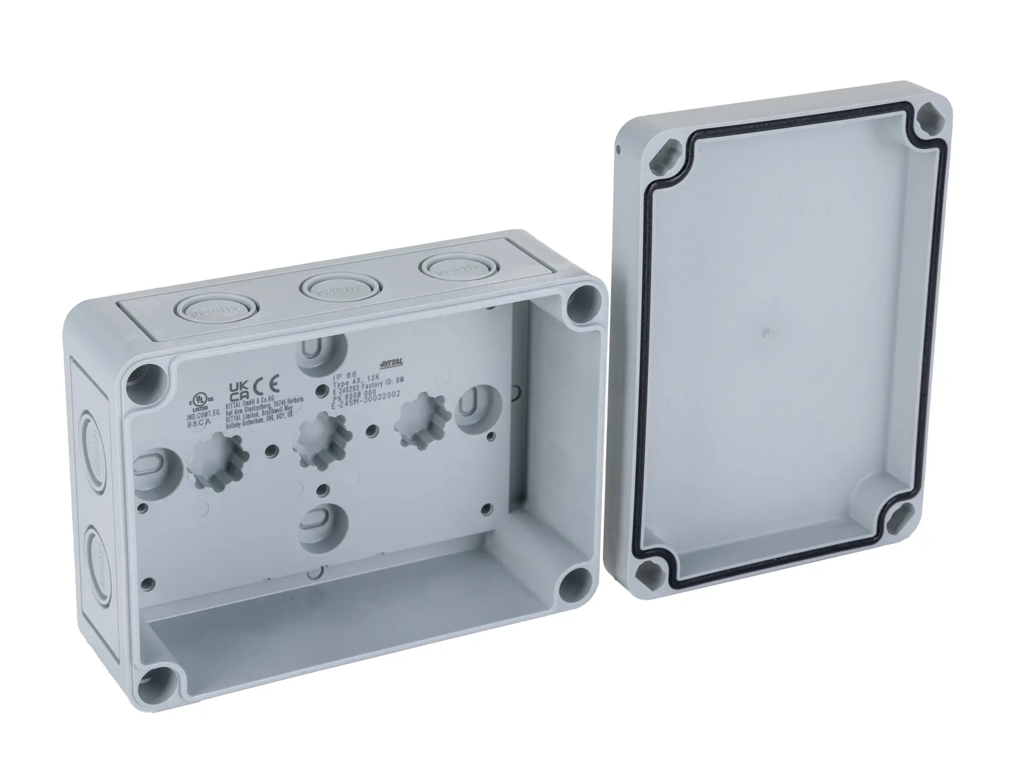 Produktfoto 1 von Rittal PK Kunststoff Wandanschlusskasten RAL 7035 IP66, HxBxT 94 mm, 130 mm x 57 mm