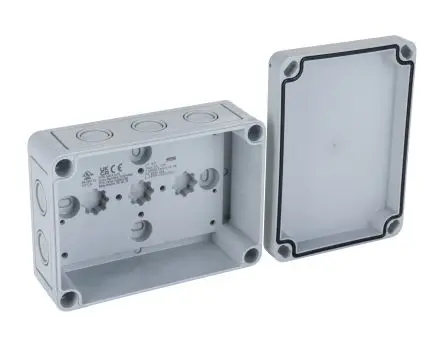 Produktfoto 1 von Rittal PK Kunststoff Wandanschlusskasten RAL 7035 IP66, HxBxT 94 mm, 130 mm x 57 mm