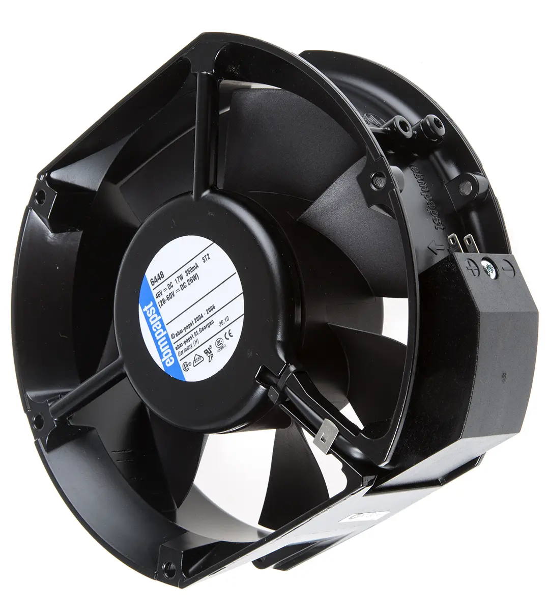 Produktfoto 1 von ebm-papst 6400 DC-Axiallüfter, Kugellager, 48 V dc / 17W, 172 x 150 x 51mm, 3400U/min, 410m³/h