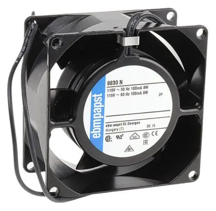 Produktfoto 1 von ebm-papst 8000 N Axiallüfter, Hülse, 115V ac / 8 W 70 mA, 1950 U/min, 36 m³/h IP65 80 mm 80mm 38 mm