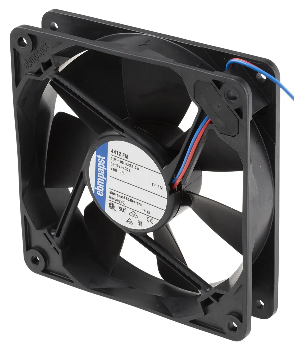 Produktfoto 1 von ebm-papst 4400 F DC-Axiallüfter, Kugellager, 12 V dc / 3.2W, 119 x 119 x 25mm, 2400U/min, 140m³/h