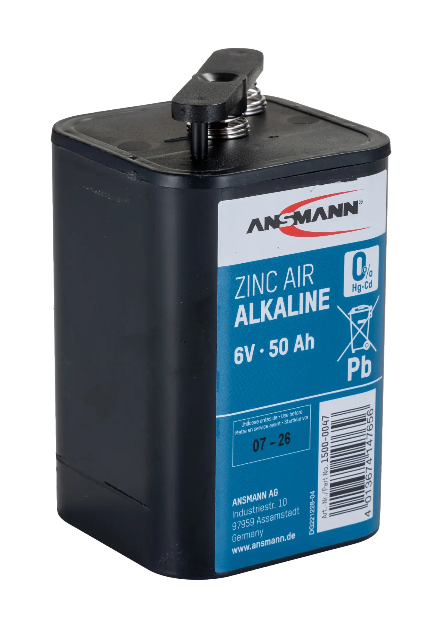 Produktfoto 1 von Ansmann Zink-Luft-Alkalibatterie Laternen-Batterie, 6 V, 50 Ah
