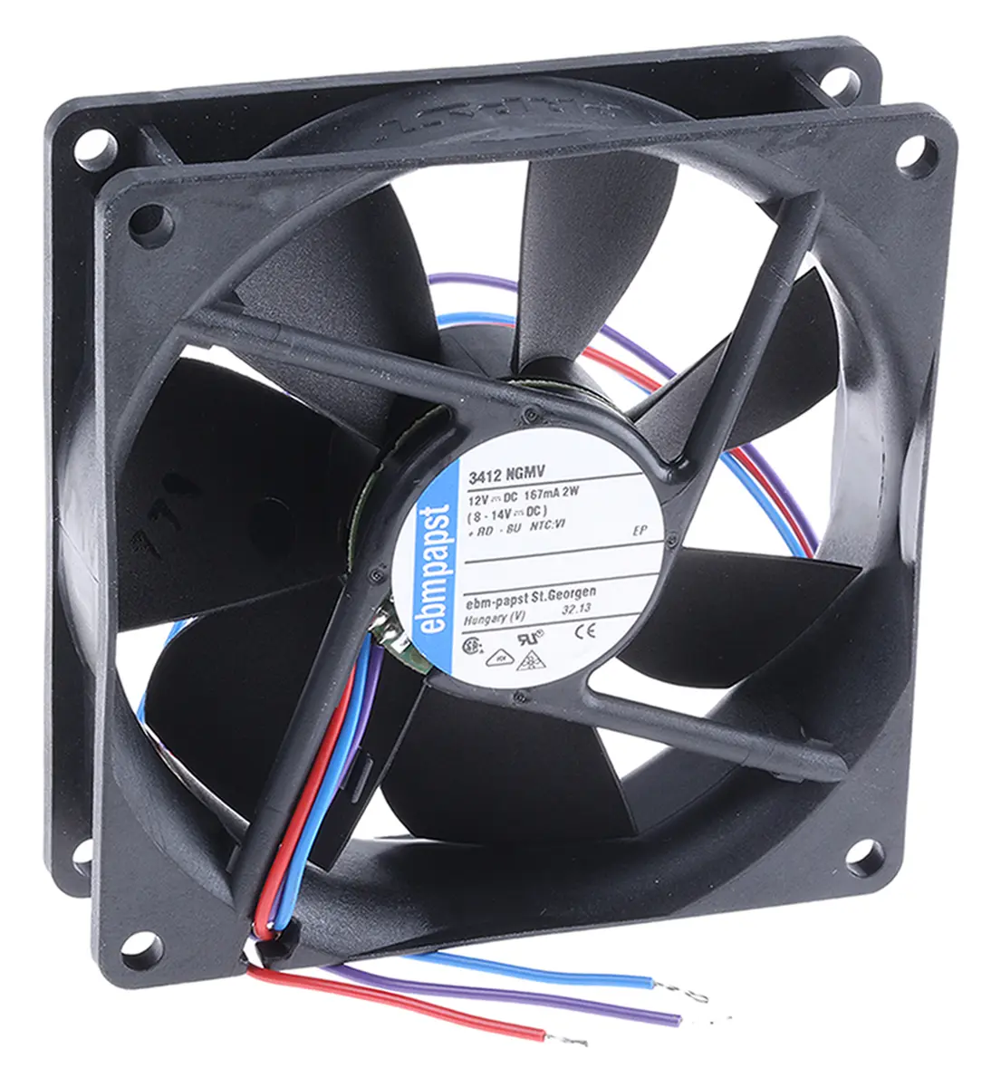 Produktfoto 1 von ebm-papst 3400 N DC-Axiallüfter, Gleitlager, 12 V dc / 2W, 92 x 92 x 25mm, 2300U/min, 72m³/h
