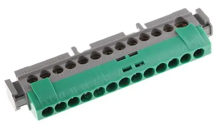 Produktfoto 1 von Legrand Verteilerblock 13-polig / 400V ac 100A, Polycarbonat Grün, IP20