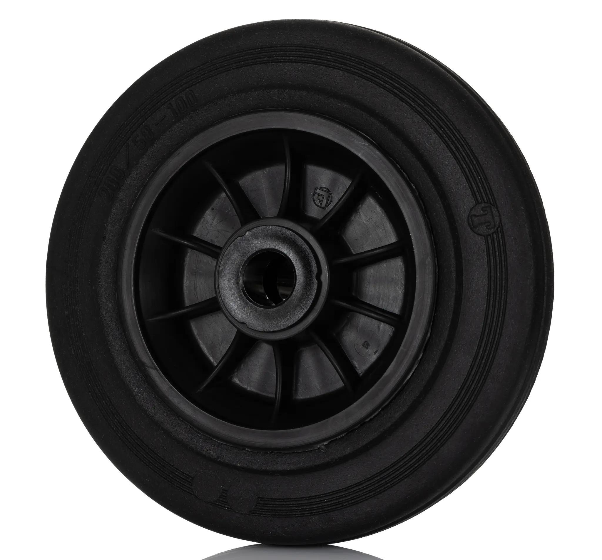 Produktfoto 1 von LAG Rollwagenrolle Schwarz, Mat. Gummi, 205 kg Ø 200 mm, B. 50 mm