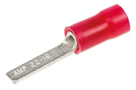 TE Connectivity PLASTI-GRIP Kabelschuh Flachstift, Isoliert 22 AWG, Rot, L. 13 mm 16 AWG, D. 0.79 mm