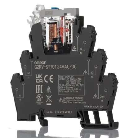 Produktfoto 1 von Omron G2RV-ST Elektromechanisches Interfacerelais 24V ac/dc, 1-poliger Umschalter DIN-Hutschiene 12.6mA