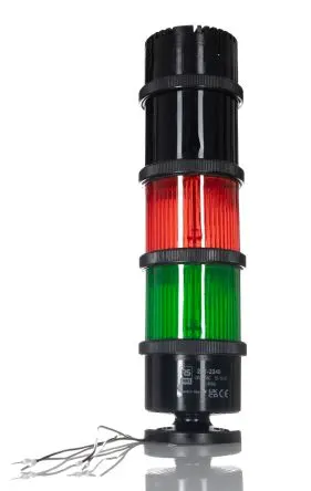 Produktfoto 1 von RS PRO LED Signalturm 12-stufig Linse Grün, Rot 24V ac/dc Dauer, Filament/Warnsummer Schraubanschlussklemme 286 mm