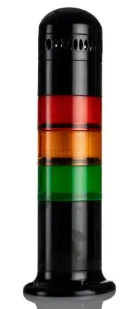 Produktfoto 1 von RS PRO LED Signalturm 2-Ton-Signalgeber 6-stufig Linse Rot, Grün, Gelb 240V ac Dauer Schraubanschlussklemme 288.7 mm