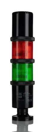 Produktfoto 1 von RS PRO LED Signalturm 2-stufig Linse Grün, Rot 240V ac Filament/Warnsummer, Dauer Schraubanschlussklemme 236 mm