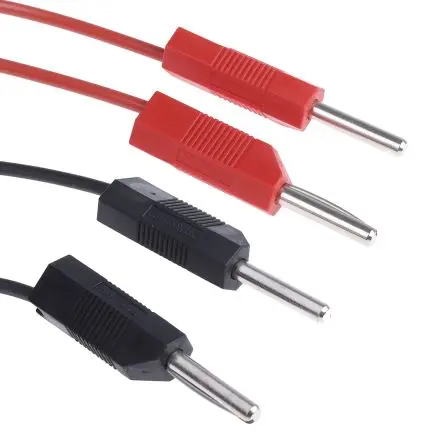 Produktfoto 1 von RS PRO Messleitung 4A Stecker / Stecker, Schwarz, Rot Polyvinylchlorid-isoliert 1 m, 15V