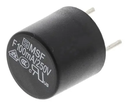 Schurter Nicht zurücksetzbare Sicherung 100mA Radial 250V ac Thermoplast F 5.08 mm 18.8 mm 4.3mm 8.5 mm