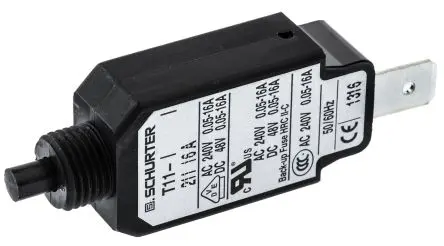 Produktfoto 1 von Schurter T11 Thermischer Schutzschalter, 1-polig, T11 Panel, 16A, / 6.5 A, Warm
