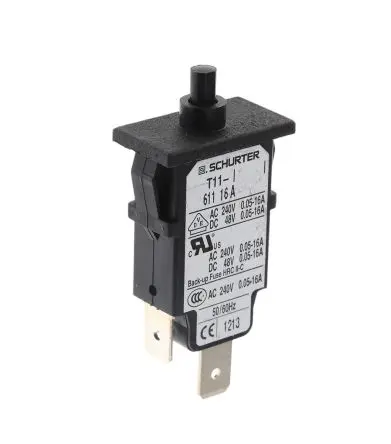 Produktfoto 1 von Schurter T11 Thermischer Schutzschalter, 1-polig, T11 Panel, 16A, / 6.5 A, Warm