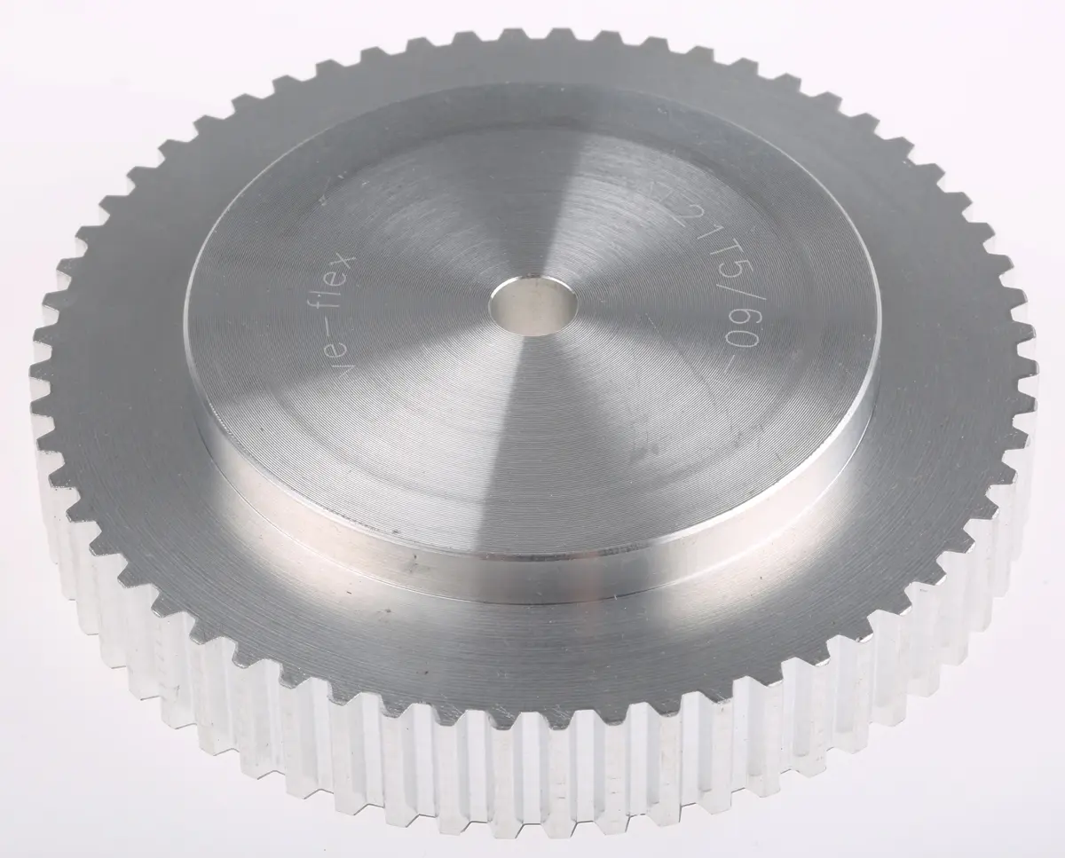 Produktfoto 1 von RS PRO Aluminium Zahnriemenscheibe 10 mm, 60 Zähne / Teilung 5 mm, Bohrung 8 mm