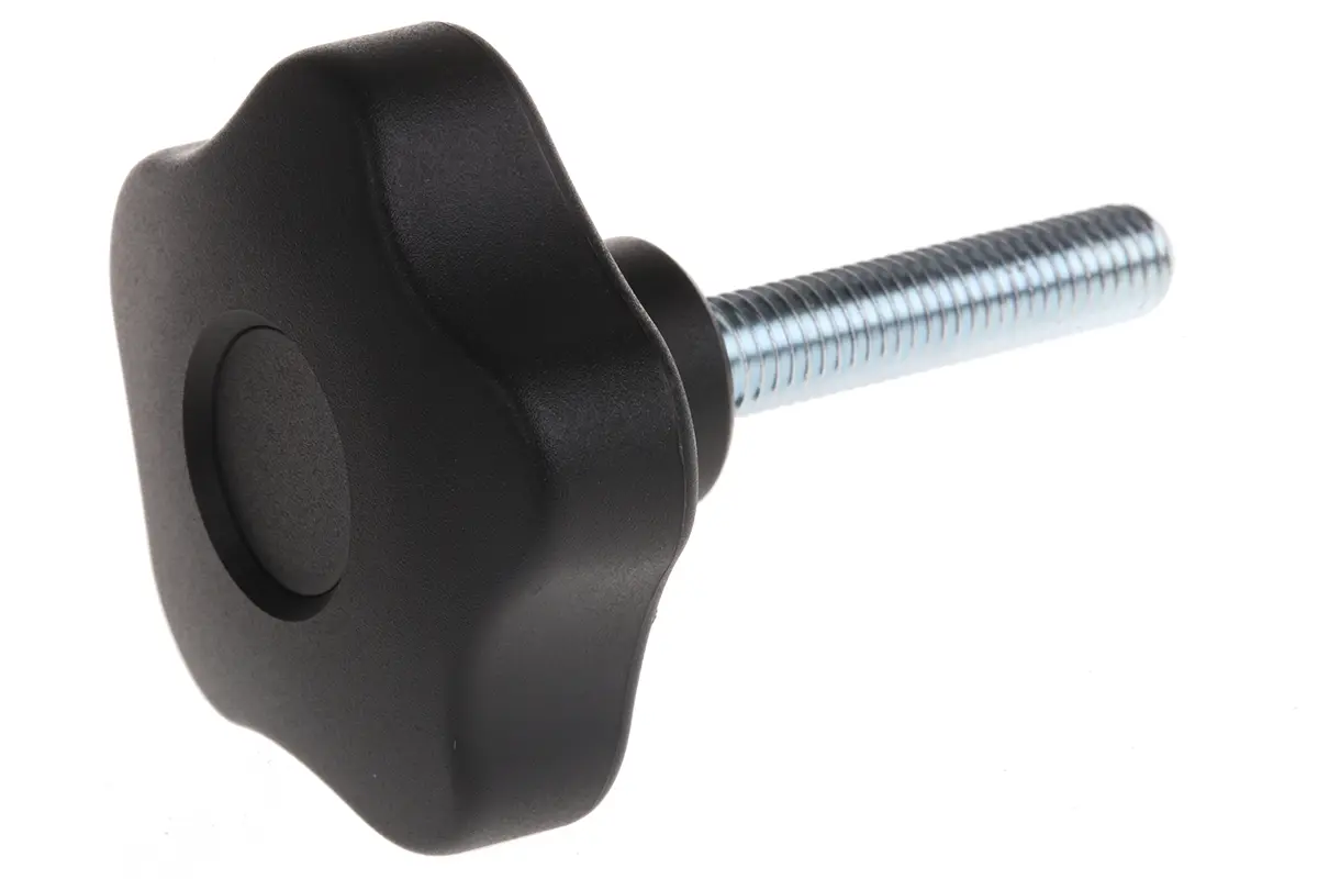 Elesa Feststellschraube Schwarz M10 Polypropylen x 50 mm Drehknopf, mit Gewindebolzen Ø 63 mm